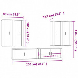 6-tlg. TV-Schrank-Set Räuchereiche Holzwerkstoff