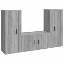 3-tlg. TV-Schrank-Set Grau Sonoma Holzwerkstoff