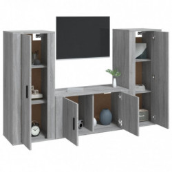 3-tlg. TV-Schrank-Set Grau Sonoma Holzwerkstoff