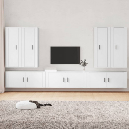 7-tlg. TV-Schrank-Set Weiß Holzwerkstoff