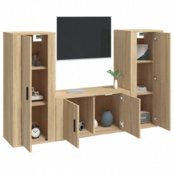 3-tlg. TV-Schrank-Set Sonoma-Eiche Holzwerkstoff