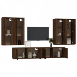 6-tlg. TV-Schrank-Set Braun Eichen-Optik Holzwerkstoff