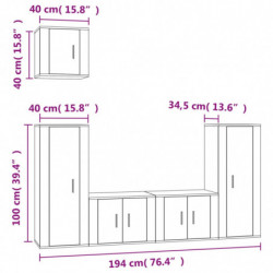 5-tlg. TV-Schrank-Set Braun Eichen-Optik Holzwerkstoff