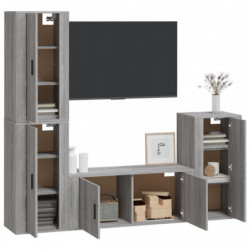 4-tlg. TV-Schrank-Set Grau Sonoma Holzwerkstoff