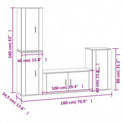 4-tlg. TV-Schrank-Set Grau Sonoma Holzwerkstoff