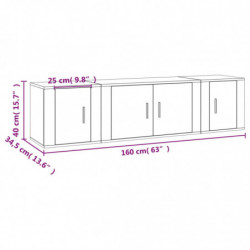 3-tlg. TV-Schrank-Set Betongrau Holzwerkstoff