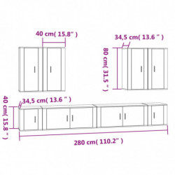 8-tlg. TV-Schrank-Set Grau Sonoma Holzwerkstoff