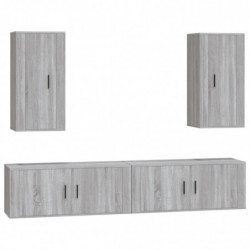 4-tlg. TV-Schrank-Set Grau Sonoma Holzwerkstoff