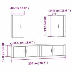 4-tlg. TV-Schrank-Set Grau Sonoma Holzwerkstoff