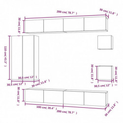 8-tlg. TV-Schrank-Set Betongrau Holzwerkstoff