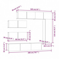 7-tlg. TV-Schrank-Set Weiß Holzwerkstoff