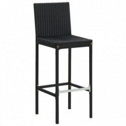 Barhocker mit Kissen 6 Stk. Schwarz Poly Rattan