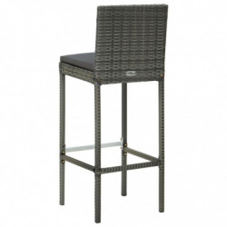 Barhocker mit Kissen 6 Stk. Grau Poly Rattan