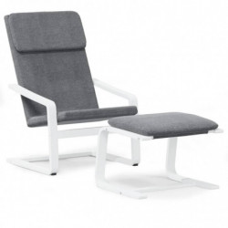 Relaxsessel mit Hocker Dunkelgrau Stoff