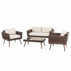 Loungeset Kiruna Rundrattan Braun-meliert 40 cm (Dunkelbraun)