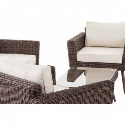 Loungeset Kiruna Rundrattan Braun-meliert 40 cm (Dunkelbraun)