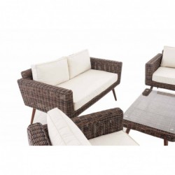 Loungeset Kiruna Rundrattan Braun-meliert 40 cm (Dunkelbraun)