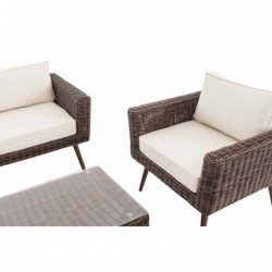 Loungeset Kiruna Rundrattan Braun-meliert 40 cm (Dunkelbraun)