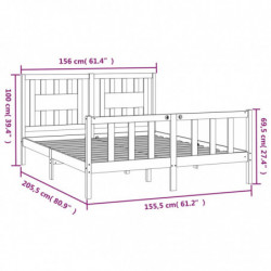 Massivholzbett mit Kopfteil Schwarz Kiefer 150x200 cm 5FT King