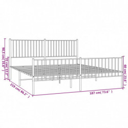 Bettgestell mit Kopf- und Fußteil Metall Schwarz 183x213 cm