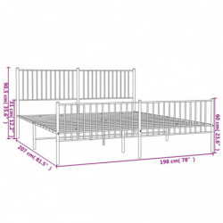 Bettgestell mit Kopf- und Fußteil Metall Schwarz 193x203 cm