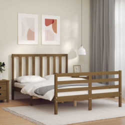 Massivholzbett mit Kopfteil Honigbraun 120x200 cm