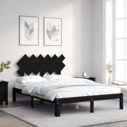 Massivholzbett mit Kopfteil Schwarz 120x200 cm