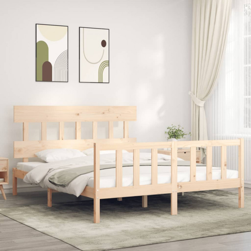 Massivholzbett mit Kopfteil 5FT King Size