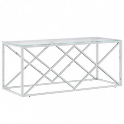 Couchtisch 110x45x45 cm Edelstahl und Glas