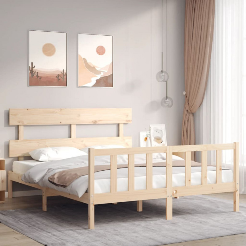 Massivholzbett mit Kopfteil 5FT King Size