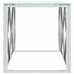 Couchtisch 110x45x45 cm Edelstahl und Glas