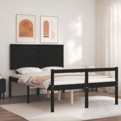Massivholzbett mit Kopfteil Schwarz 4FT Small Double