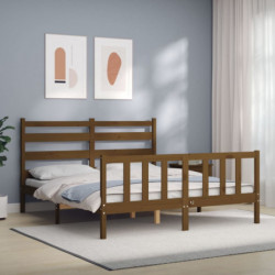 Massivholzbett mit Kopfteil Honigbraun 160x200 cm