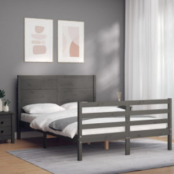 Massivholzbett mit Kopfteil Grau 4FT Small Double