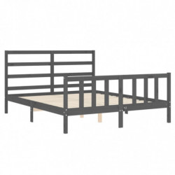 Massivholzbett mit Kopfteil Grau 5FT King Size