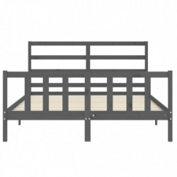 Massivholzbett mit Kopfteil Grau 5FT King Size