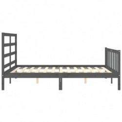 Massivholzbett mit Kopfteil Grau 5FT King Size