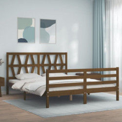 Massivholzbett mit Kopfteil Honigbraun 160x200 cm