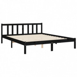 Massivholzbett mit Kopfteil Schwarz 5FT King Size