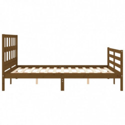 Massivholzbett mit Kopfteil Honigbraun 5FT King Size