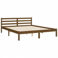 Massivholzbett mit Kopfteil Honigbraun 5FT King Size