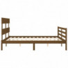 Massivholzbett mit Kopfteil Honigbraun 5FT King Size