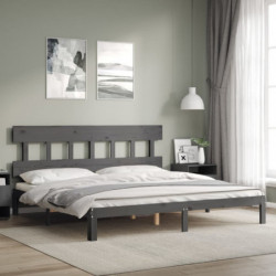 Massivholzbett mit Kopfteil Grau 6FT Super King