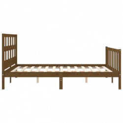 Massivholzbett mit Kopfteil Honigbraun 5FT King Size