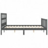 Massivholzbett mit Kopfteil Grau 5FT King Size