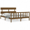 Massivholzbett mit Kopfteil Honigbraun 5FT King Size