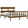 Massivholzbett mit Kopfteil Honigbraun 5FT King Size