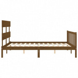 Massivholzbett mit Kopfteil Honigbraun 5FT King Size