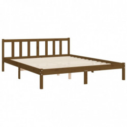 Massivholzbett mit Kopfteil Honigbraun 5FT King Size