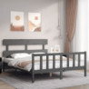 Massivholzbett mit Kopfteil Grau 5FT King Size